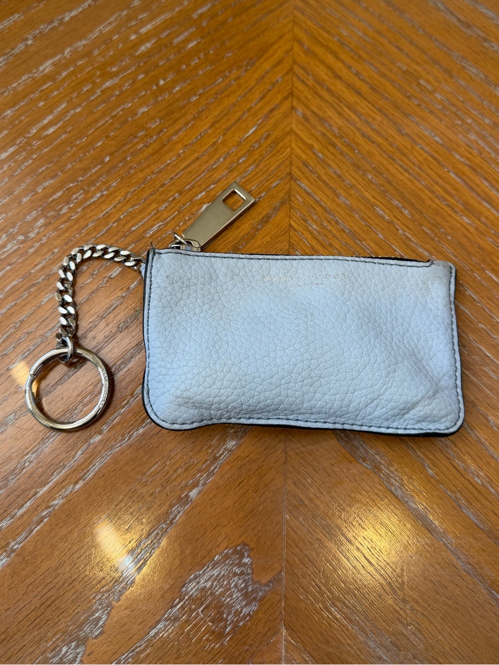 Marc Jacobs Gotham Light Blue Leather Keychain Wallet Coin Purse Pouch